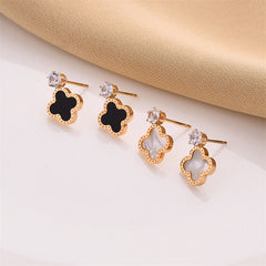 Exquisite Shine – 18K Gold Four-Leaf Clover Earrings