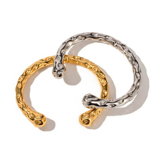 18K Gold Hammer Pattern Bracelet for Women - Argesteel