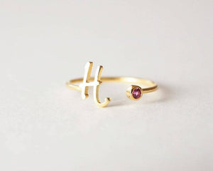 S925 Silver Birthstone Customizable Letter Ring for Women - Argesteel
