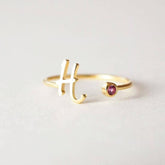 Melinnia Birthstone Ring S925 customizable letter design