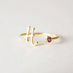 Melinnia Birthstone Ring S925 customizable letter design