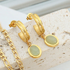 Noble Light Luxury – 18K Gold Gem Earrings