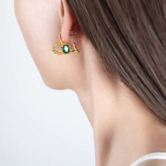 Exquisite Dazzling – 18K Gold Hollow Heart Gemstone Earrings