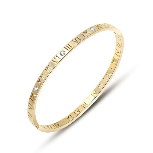 Hollow Roman Numerals Gemstone Bracelet for Women - Argesteel