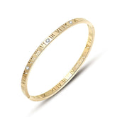 18K gold hollow Roman numerals with inlaid gemstone design trendy personality bracelet Bracelets
