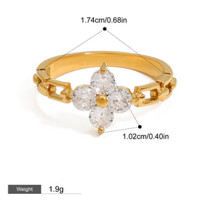 Flower Gemstone Ring – 18K Gold Plated Exquisite Dazzling | Argesteel