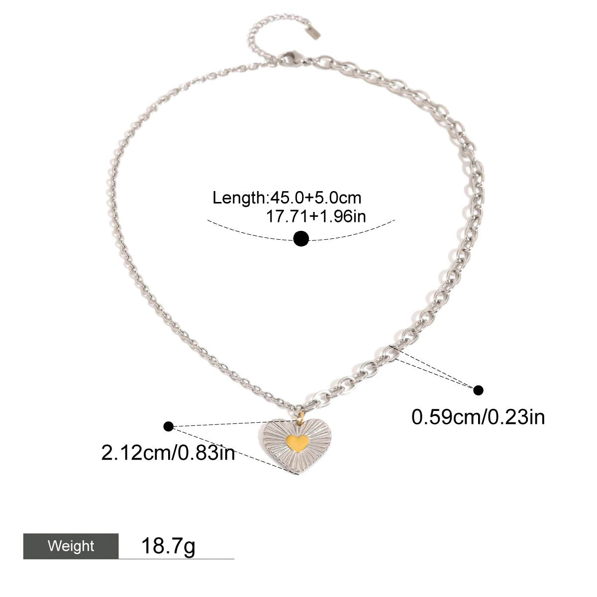 Heart Texture Pendant Necklace – 18K Gold Plated Exquisite | Argesteel