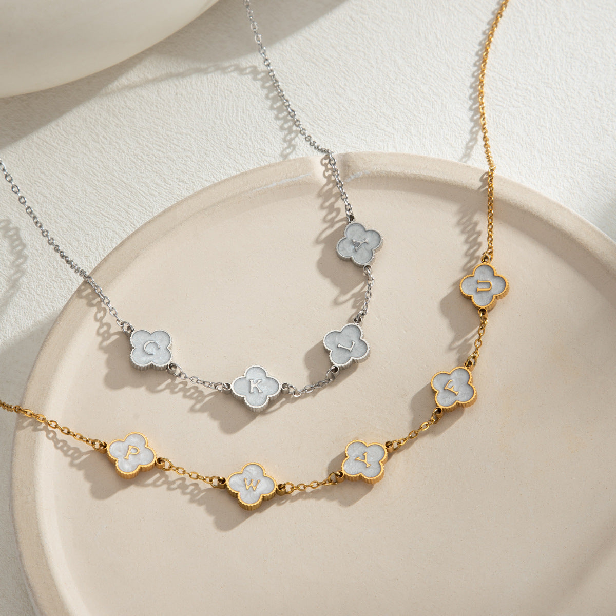 Custom Mother of Pearl Clover Necklace and Sets for Elegant Personalization - Argesteel