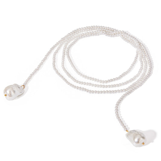 18K Gold Pearl Beaded Necklace - Argesteel