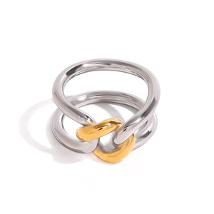 18K Gold Hollow Gold & Silver Contrast Ring - Argesteel