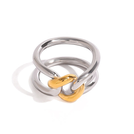 18K Gold Hollow Gold & Silver Contrast Ring - Argesteel