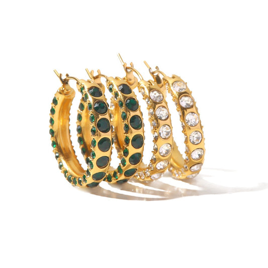 18K Gold Circle Diamond Earrings for Women - Argesteel
