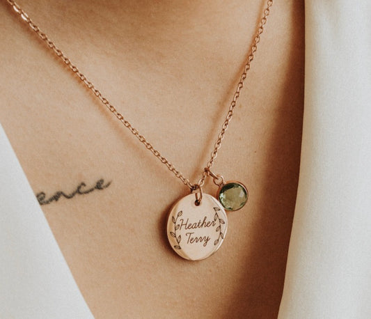 Custom Engraved Birthstone Personalized Necklace for Women - Argesteel