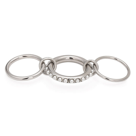 Pearl Triple Interlocking Ring – 18K Gold Plated - Argesteel
