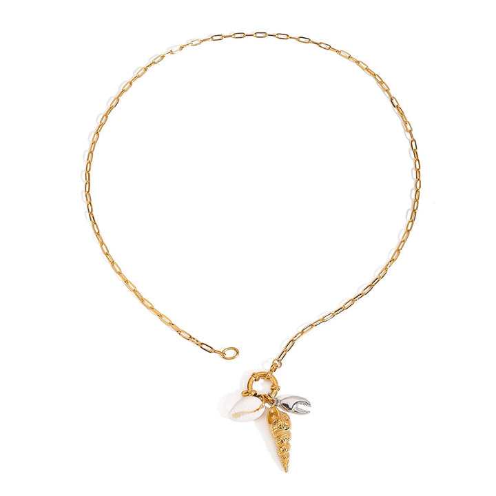 Conch Shell Pendant Necklace – 18K Gold Plated Ocean Fashion | Argesteel