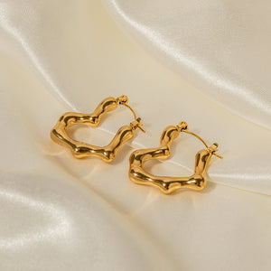 18K Gold Bamboo Heart Earrings for Women - Argesteel