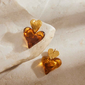 Heart-Shaped Light Luxury Noble Earrings 18K Gold