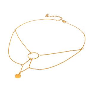 18K Gold Multi-Layer Chain Round Pendant Necklace for Women - Argesteel