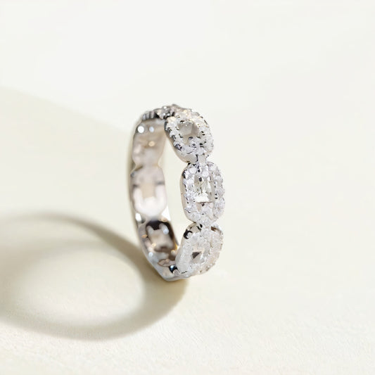 18K Gold Plated Chain Zirconia Ring - Argesteel