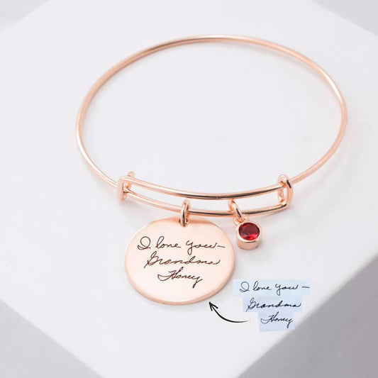 S925 Silver Birthstone Round Card Customizable Name Bracelet for Women - Argesteel