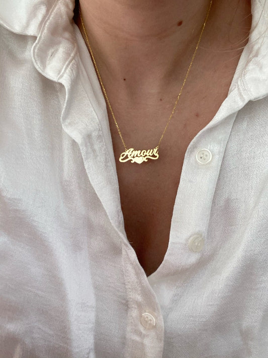 Custom Heart Name Necklace – Personalized - Argesteel