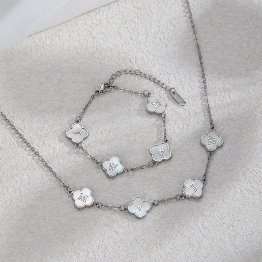 Custom Clover Necklace & Bracelet Set – Mother of Pearl - Argesteel
