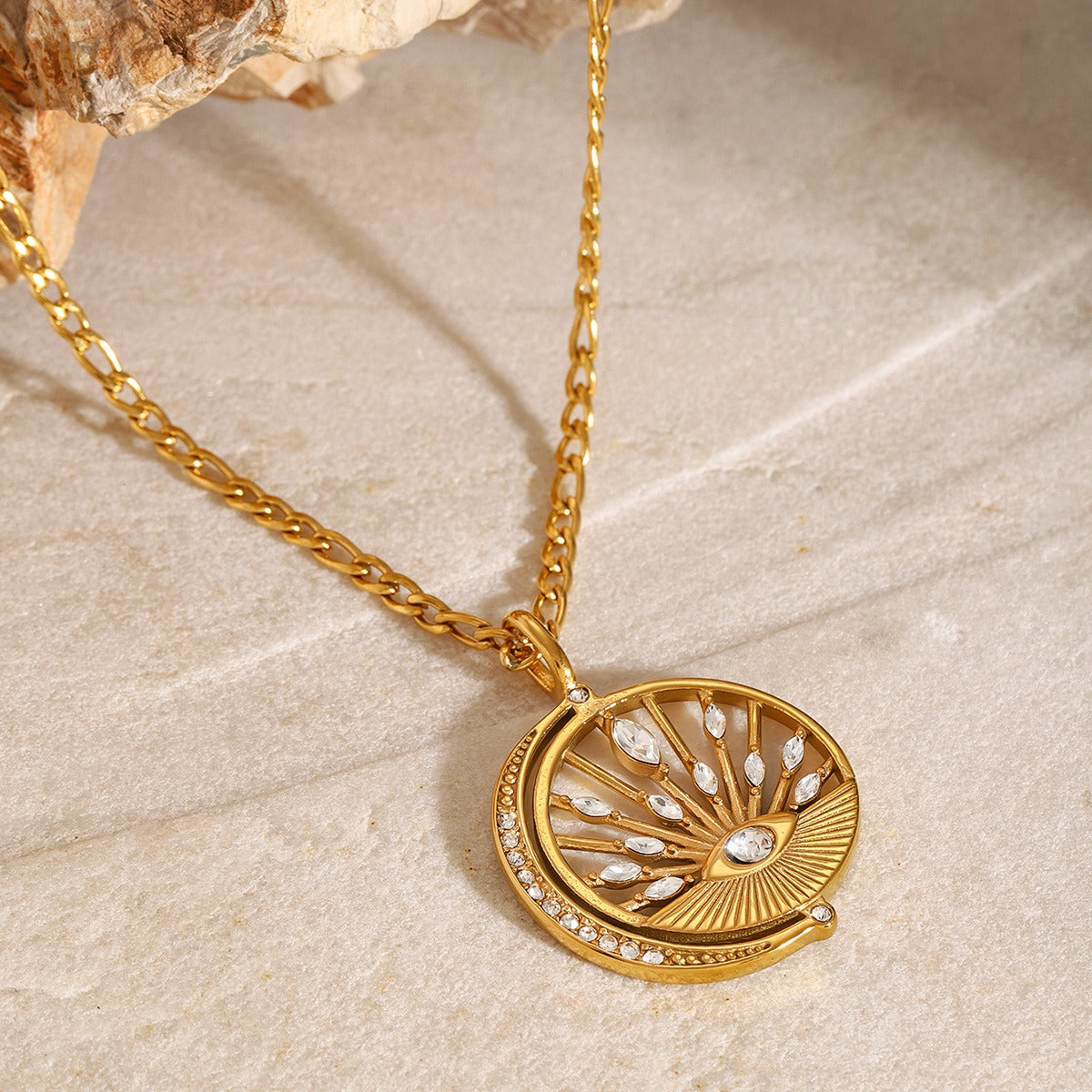 18K Gold Evil Eye Diamond Necklace for Women - Argesteel