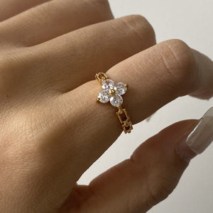 Flower Gemstone Ring – 18K Gold Plated Exquisite Dazzling | Argesteel