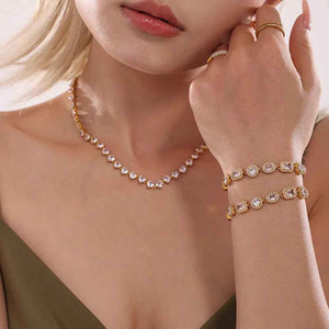 Geometric Gemstone Bracelet - Elegant 18K Gold with Zircon Diamond Design