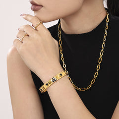 Trinity Bloom 18K Gold Heart Gemstone Bracelet – Romantic Jewelry Bracelets