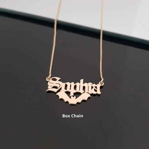 Night Wing Customizable Bat Necklace β S925 Silver with Personalized Name