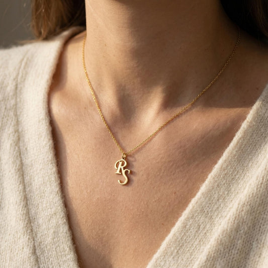 Customized Double Initial Name Necklace for Women - Argesteel