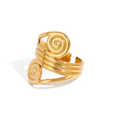 18K gold adjustable geometric ring for women