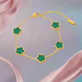 Blooming Elegance – 18K Gold Flower Gemstone Bracelet