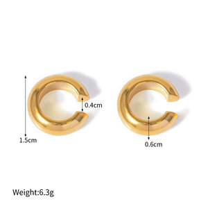 18K Gold C-Shaped Gemstone Earrings for Women - Argesteel