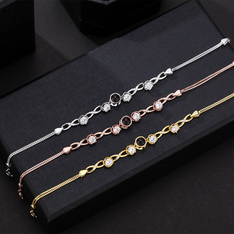 Customized Infinity Symbol Photo Projection Bracelet for Women - Argesteel