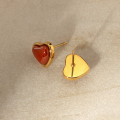 Scarlet Heart – 18K Gold Red Gemstone Heart Earrings