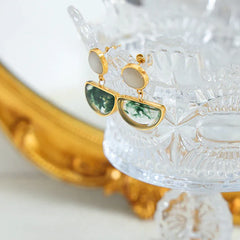 Noble Fashion – 18K Gold Inlaid Gemstone Versatile Earrings