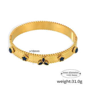 Trèfle Éclat Bracelet - Exquisite 18K Gold Gemstone Bracelet with Trefoil & Floral Design