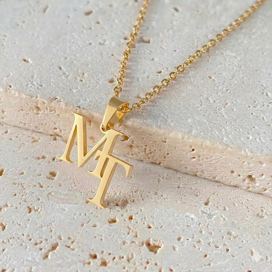 Custom Interwoven Double Letter Necklace for Women - Argesteel