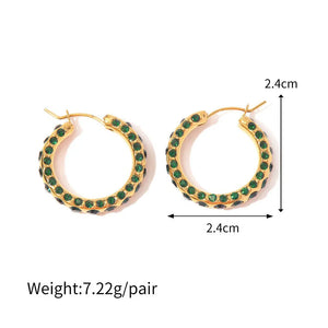 Eternal Halo β 18K Gold Circle Earrings with Diamond Inlay