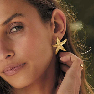 Starfish Shell Earrings - Light Luxury Design in 18K Gold Plated Finish
