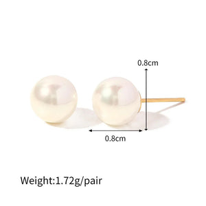 Modern Muse β 18K Gold Geometric Earrings with Inlaid Pearl