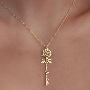 S925 Silver Birthday Flower Customizable Name Necklace for Women - Argesteel