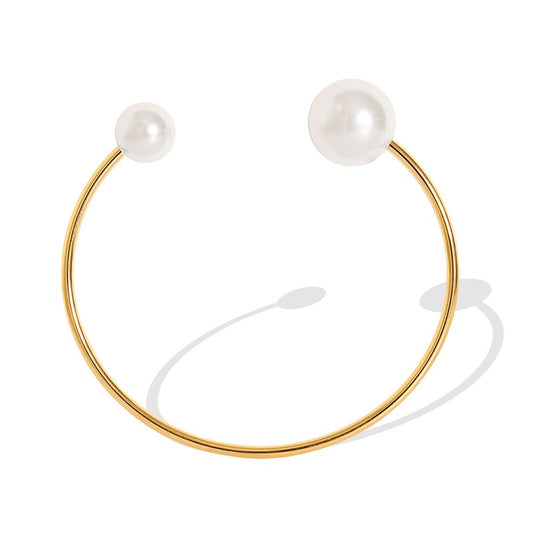 Pearl Line Open Bracelet for Women - Argesteel