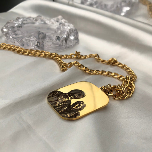 Customized Chunky Cuban Link Photo Engraving Necklace - Argesteel