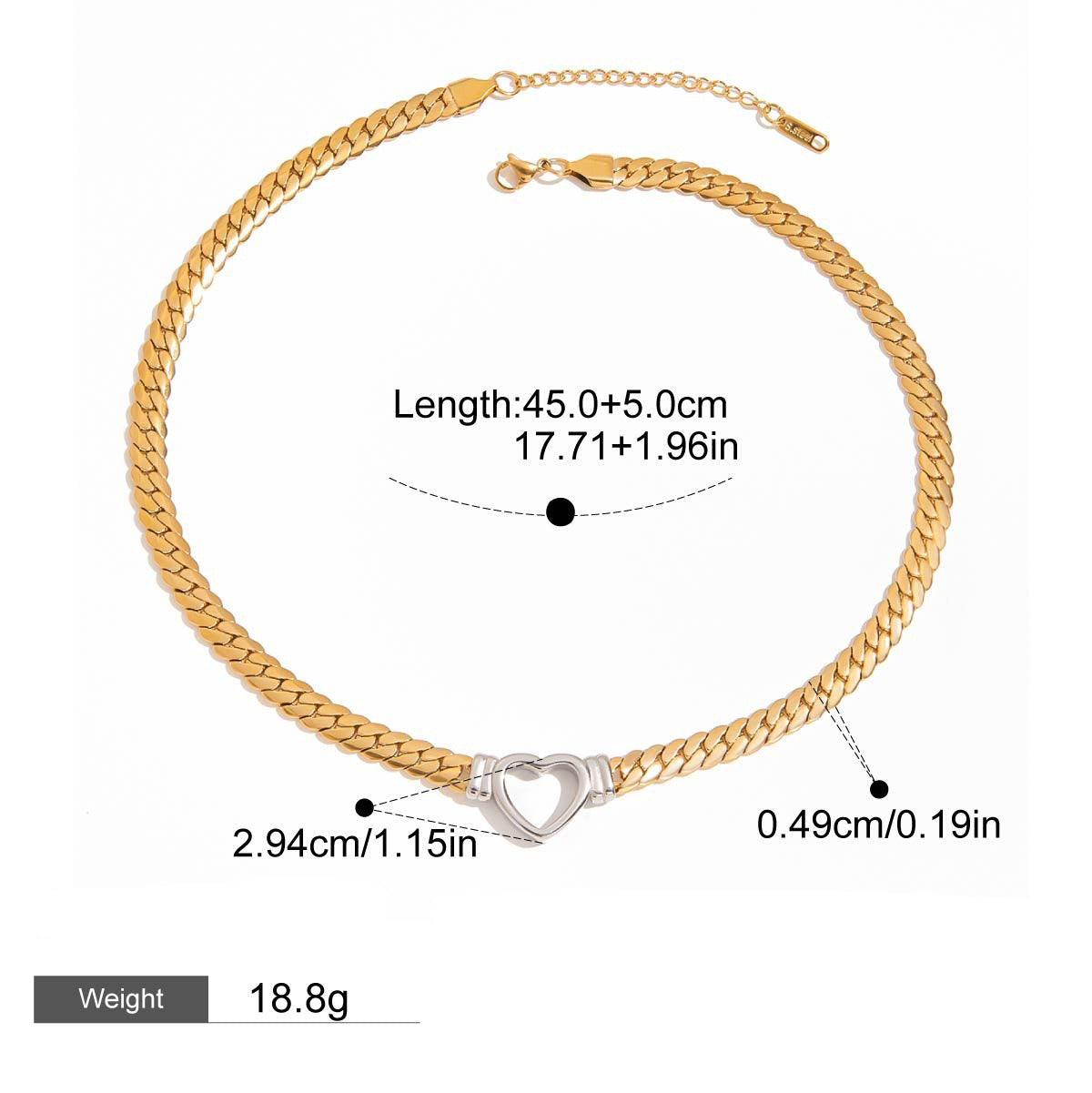 Hollow Heart Necklace – 18K Gold Plated Trendy Personalized | Argesteel
