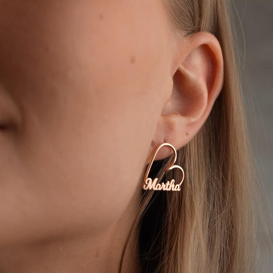 Heart Name Stud Earrings - Argesteel