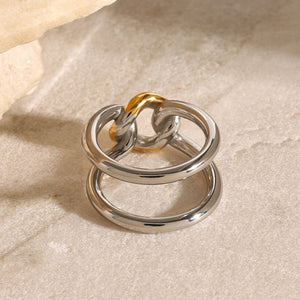 18K Gold Hollow Gold & Silver Contrast Ring - Argesteel