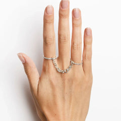 Linked Harmony – Double Ring with Chain Design Unique Ring